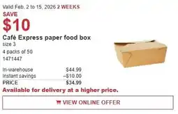 Costco Café Express paper food box offer