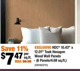 Home Depot HDC 10.43 x 12.01 Teak Hexagon Wood Wall Panels offer