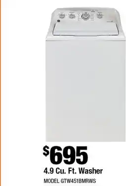 Home Depot 4.9 Cu.Ft.Washer offer