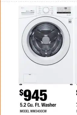 Home Depot 5.2 Cu.Ft.washer offer