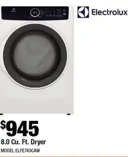 Home Depot 8.0 Cu.Ft.Dryer offer