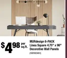 Home Depot MURdesign 6-Pack Linea Square 4.75 x 96 Decorative Wall Panels offer