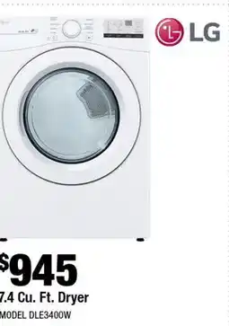 Home Depot 7.4 Cu.Ft.Dryer offer