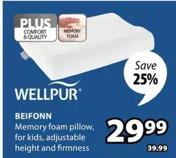 JYSK WELLPUR BEIFONN Memory foam pillow offer