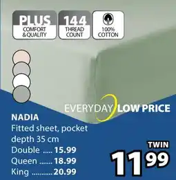 JYSK NADIA Fitted sheet, pocket depth offer