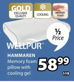 JYSK HAMMAREN Memory foam pillow with cooling gel offer