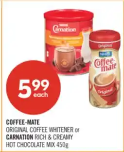 Shoppers Drug Mart COFFEE-MATE ORIGINAL COFFEE WHITENER or CARNATION RICH & CREAMY HOT CHOCOLATE MIX offer
