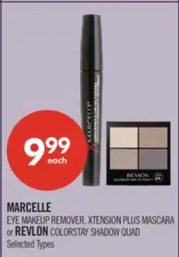 Shoppers Drug Mart MARCELLE EYE MAKEUP REMOVER, XTENSION PLUS MASCARA or REVLON COLORSTAY SHADOW QUAD offer