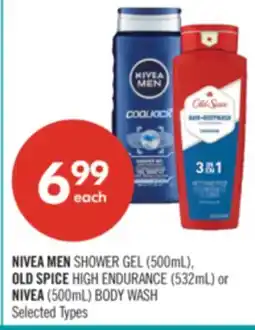 Shoppers Drug Mart NIVEA MEN SHOWER GEL (500mL), OLD SPICE HIGH ENDURANCE (532mL) or NIVEA (500mL) BODY WASH offer