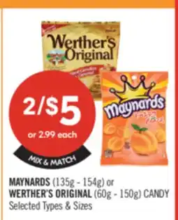 Shoppers Drug Mart MAYNARDS (135g - 154g) or WERTHER'S ORIGINAL (60g - 150g) CANDY offer