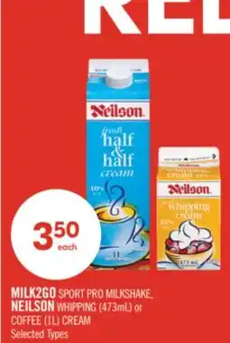 Shoppers Drug Mart MILK2GO SPORT PRO MILKSHAKE, NEILSON WHIPPING (473mL) or COFFEE (1L) CREAM offer