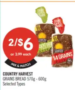 Shoppers Drug Mart COUNTRY HARVEST GRAINS BREAD 570g - 600g offer
