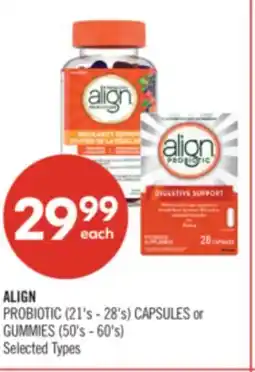 Shoppers Drug Mart ALIGN PROBIOTIC (21's - 28's) CAPSULES or GUMMIES (50's - 60's) offer