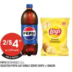 Shoppers Drug Mart PEPSI BEVERAGES (IL) SELECTED FRITO-LAY SINGLE SERVE CHIPS or SNACKS offer