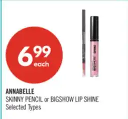 Shoppers Drug Mart ANNABELLE SKINNY PENCIL or BIGSHOW LIP SHINE offer