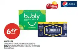 Shoppers Drug Mart MONTELLIER CARBONATED SPRING WATER (10 x 355mL) or BUBLY SPARKLING WATER (12 x 355mL) BEVERAGES offer