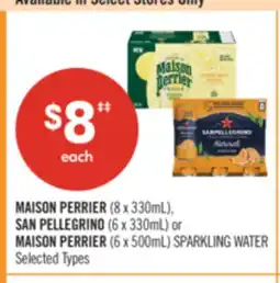 Shoppers Drug Mart MAISON PERRIER (8 x 330mL), SAN PELLEGRINO (6 x 330mL) or MAISON PERRIER (6 x 500mL) SPARKLING WATER offer