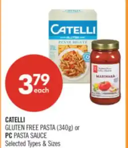 Shoppers Drug Mart CATELLI GLUTEN FREE PASTA (340g) or PC PASTA SAUCE offer