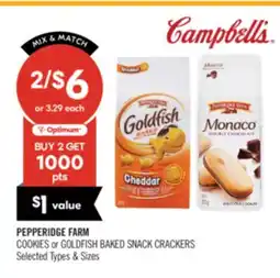 Shoppers Drug Mart PEPPERIDGE FARM COOKIES or GOLDFISH BAKED SNACK CRACKERS offer