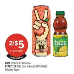Shoppers Drug Mart FUZE ICED TEA (500mL) or PEACE TEA KING CAN (695mL) BEVERAGES offer
