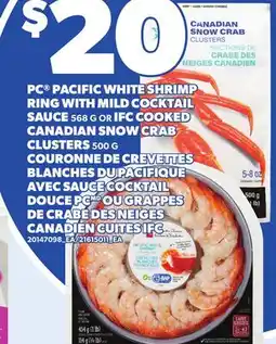 Independent City Market PC PACIFIC WHITE SHRIMP RING WITH MILD COCKTAIL SAUCE, 568 OR IFC COOKED CANADIAN SNOW CRAB CLUSTERS offer