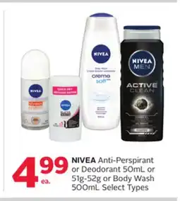 Rexall NIVEA Anti-Perspirant or Deodorant 50mL or 51g-52g or Body Wash 500mL offer