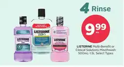 Rexall LISTERINE Multi-Benefit or Clinical Solutions Mouthwash 500mL-1.5L offer