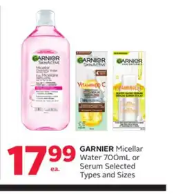 Rexall GARNIER Micellar Water 700mL or Serum offer
