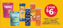 Rexall TWIGZ 130g or LAY'S Stax or DORITOS, CHEETOS, FUNYUNS or SUNCHIPS Minis 81g-163g offer