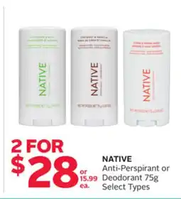 Rexall NATIVE Anti-Perspirant or Deodorant offer