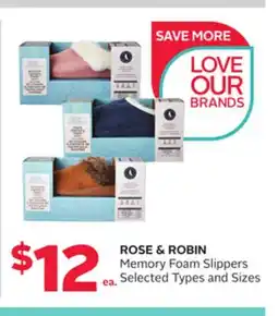 Rexall ROSE & ROBIN Memory Foam Slippers offer