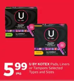 Rexall U BY KOTEX Pads, Liners or Tampons offer