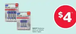 Rexall SAVVY Batteries AA4' s or AAA4' s offer