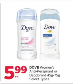 Rexall DOVE Women's Anti-Perspirant or Deodorant offer