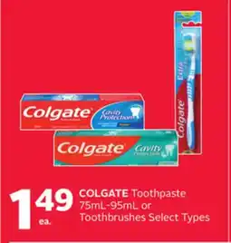 Rexall COLGATE Toothpaste 75mL-95mL or Toothbrushes offer