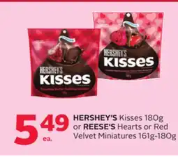 Rexall HERSHEY'S Kisses 180g or REESE'S Hearts or Red Velvet Miniatures 161g offer