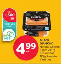 Rexall BLACK DIAMOND Natural Cheese Slices 240g or Combos 129g offer