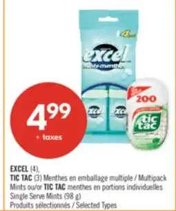 Pharmaprix EXCEL (4), TIC TAC multipack Mint Single Serve Mints (98 g) offer