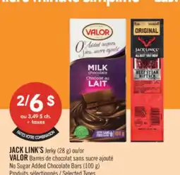 Pharmaprix JACK LINK'S Jerky (28 g) or VALOR No Sugar Added Chocolate Bars (100 g) offer