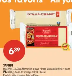 Pharmaprix SAPUTO MOZZARELLISSIMA Pizza Mozzarella (500 g) or PC (400 g) Brick Cheese offer