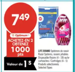Pharmaprix LIFE BRAND Razor Systems, Disposable Razors (4 - 18) or Cartridges (4 - 5) offer