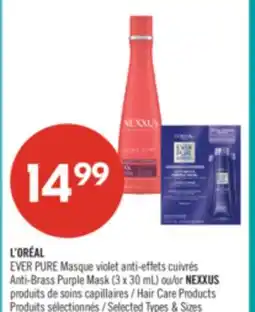 Pharmaprix L'ORÉAL EVER PURE Anti-Brass Purple Mask (3 x 30 mL) or NEXXUS Hair Care Products offer