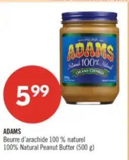 Pharmaprix ADAMS 100% Natural Peanut Butter offer