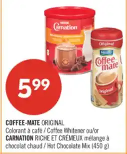 Pharmaprix COFFEE-MATE ORIGINAL Coffee Whitener or CARNATION Hot Chocolate Mix (450 g) offer