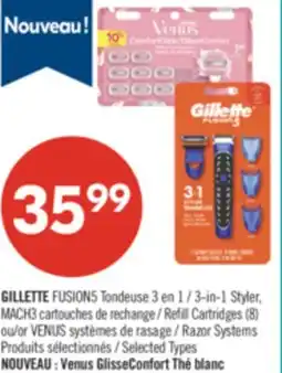 Pharmaprix GILLETTE FUSION5 3-in-1 Styler, MACH3 Refill Cartridges (8) or VENUS Razor Systems offer