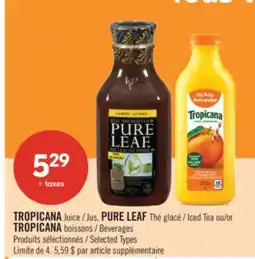 Pharmaprix TROPICANA Juice, PURE LEAF Iced Tea or TROPICANA Beverages offer