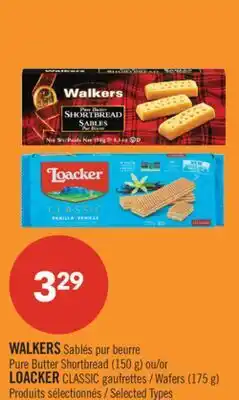 Pharmaprix WALKERS Pure Butter Shortbread (150 g) or LOACKER CLASSIC Wafers (175 g) offer
