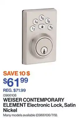 Patrick Morin CONTEMPORARY ELEMENT Electronic Lock, Satin Nickel offer