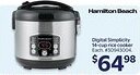 Walmart Hamilton Beach Digital Simplicity 14-cup rice cooker offer