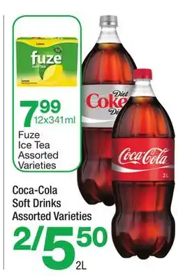 Highland Farms Fuze Ice Tea Assorted Varieties, Coca-Cola Soft Drinks Assorted Varieties offer